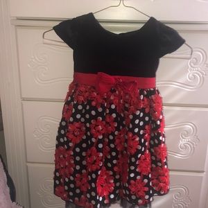 Holiday dress red and black with polka dots, 4T